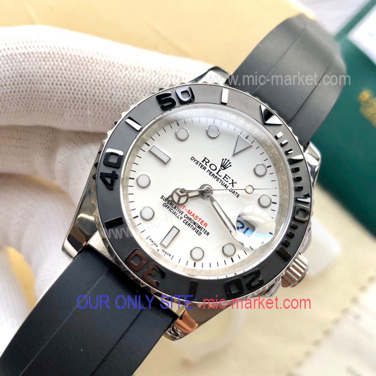 Copy Rolex Yacht-Master 40mm Watch White Face Oysterflex Strap Copy Rolex Yacht-Master 40mm Watch White Face Oysterflex Strap